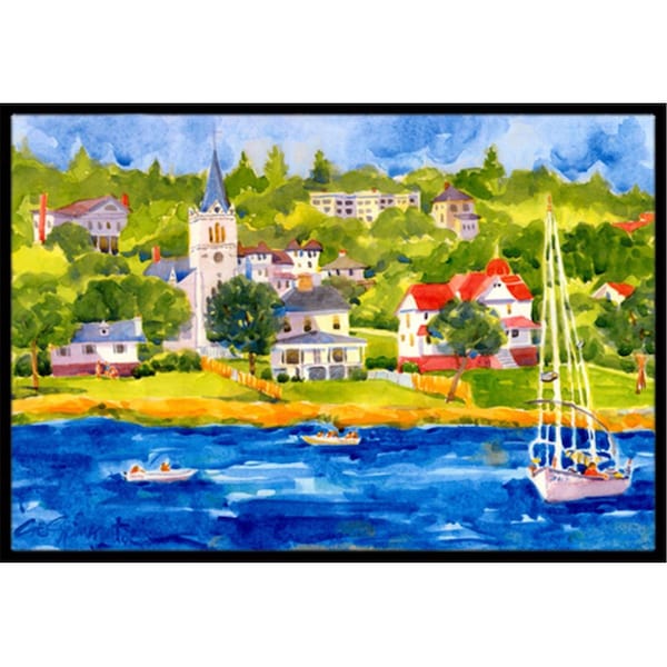 Beyondbasketball Harbour Scene with Sailboat Indoor Or Outdoor Mat - 18 x 27 in. BE2549353 - main